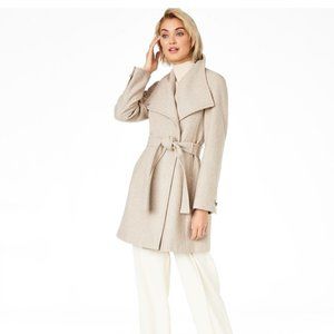 Calvin Klein Asymmetrical Belted Wrap Coat